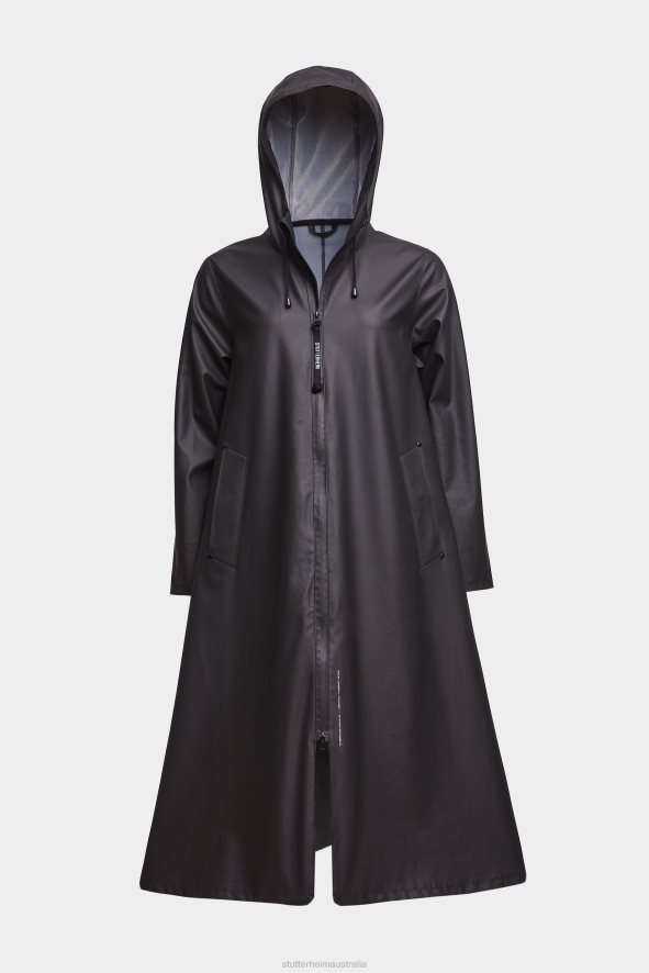 Clothing Mosebacke Long Lightweight Zip Raincoat Black Stutterheim Women 0V8X9