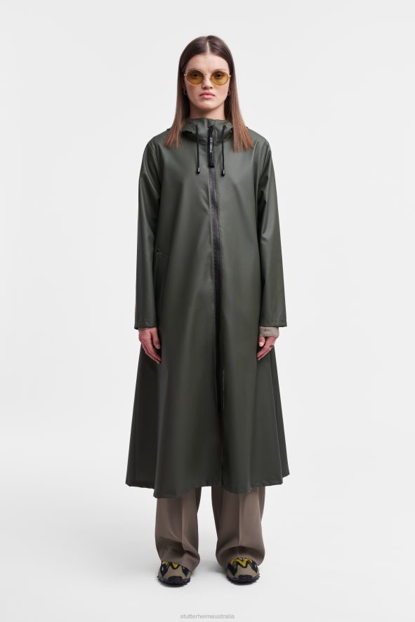 Clothing Mosebacke Long Lightweight Zip Raincoat Green Stutterheim Women 0V8X8